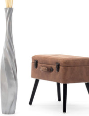 Large Silver Curved Floor Vase 85cm Tall Wooden Decor for Pampas Grass - Kwikley