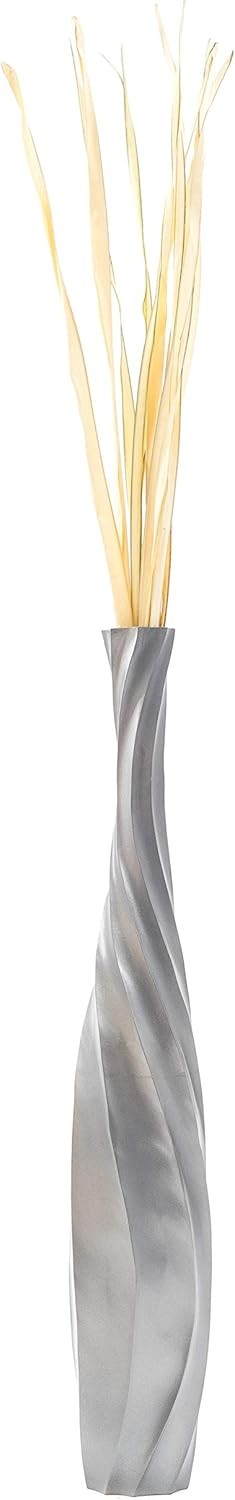 Large Silver Curved Floor Vase 85cm Tall Wooden Decor for Pampas Grass - Kwikley