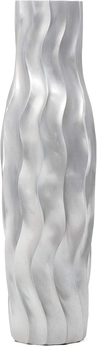 Large Silver Floor Vase 85cm Tall Farmhouse Decorative Vase for Pampas - Kwikley
