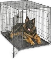 Large Single Door Dog Crate with Divider Panel, Leak - Proof Pan & Foldable - Kwikley