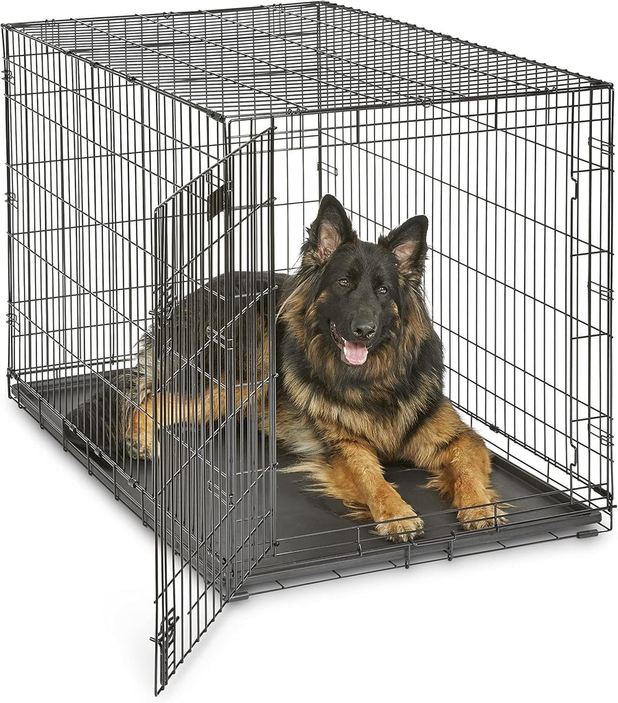 Large Single Door Dog Crate with Divider Panel, Leak - Proof Pan & Foldable - Kwikley