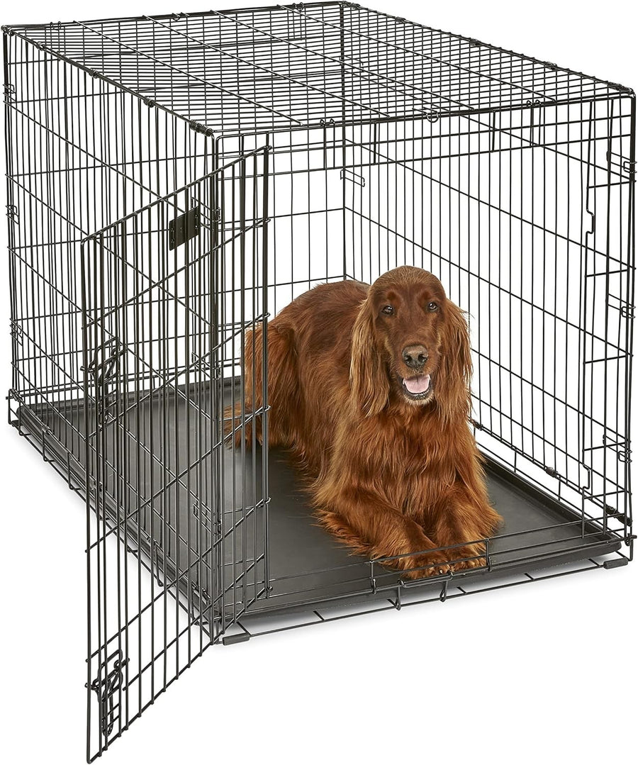 Large Single Door Dog Crate with Leak - Proof Pan, Divider Panel & Secure Lock - Kwikley