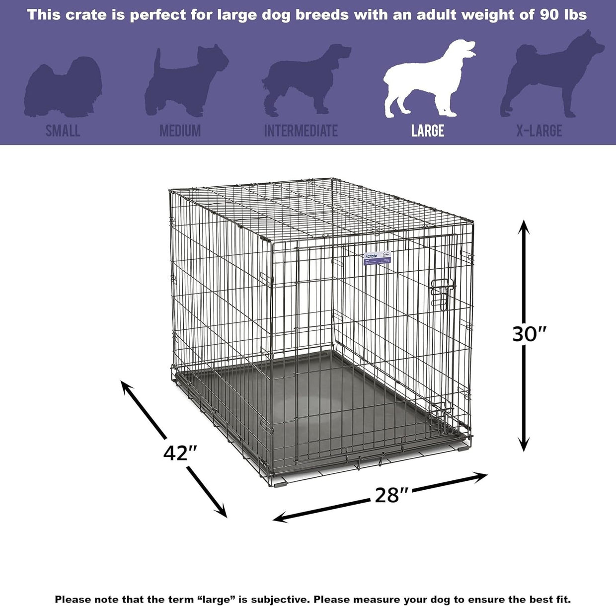 Large Single Door Dog Crate with Leak - Proof Pan, Divider Panel & Secure Lock - Kwikley