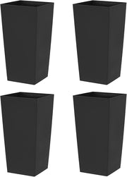Large Square Planter Pots 51cm Black Plastic Indoor Outdoor Set 4 - Kwikley