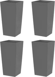 Large Square Planter Pots 51cm Grey Plastic Indoor Outdoor Set 4 - Kwikley