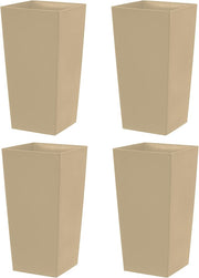 Large Square Planter Pots 51cm Taupe Plastic Indoor Outdoor Set 4 - Kwikley