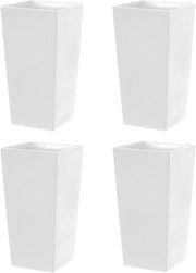 Large Square Planter Pots 51cm White Plastic Indoor Outdoor Set 4 - Kwikley