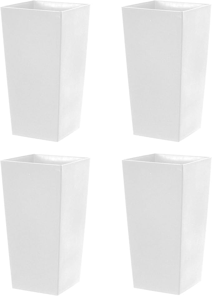 Large Square Planter Pots 51cm White Plastic Indoor Outdoor Set 4 - Kwikley