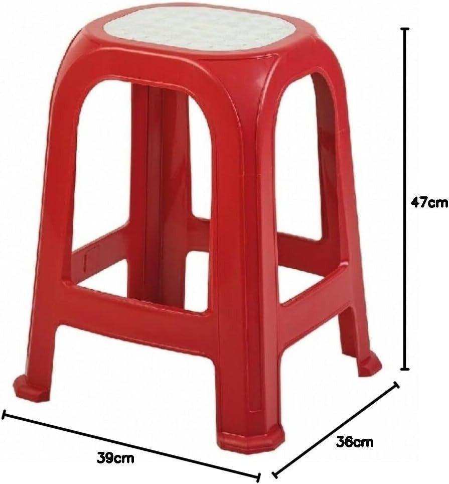 Large Stackable Plastic Garden Stool Red Indoor Outdoor Chair Table - Kwikley