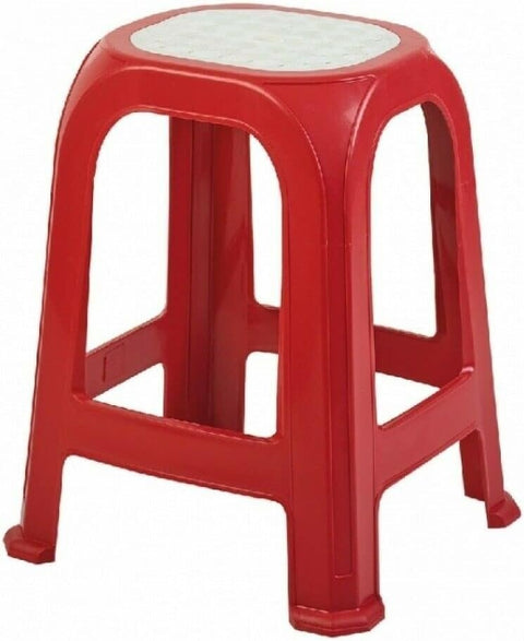 Large Stackable Plastic Garden Stool Red Indoor Outdoor Chair Table