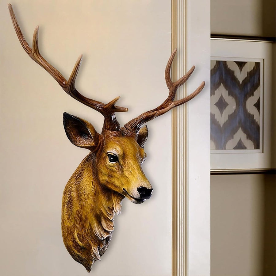 Large Stag Head Wall Sculpture 58cm Faux Deer Decor - Kwikley