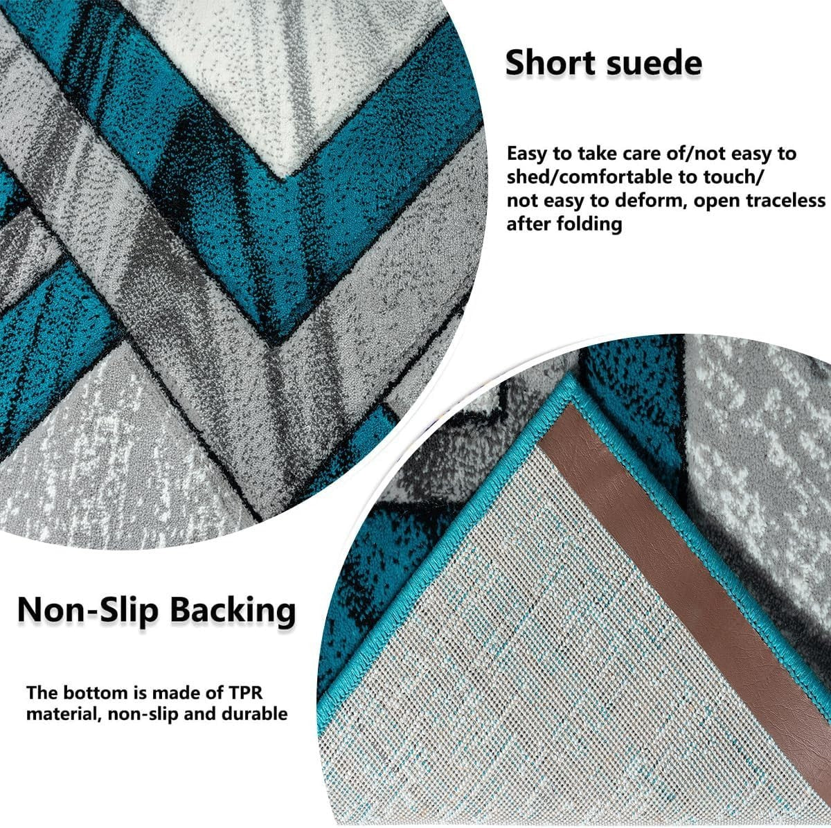 Large Teal Abstract Area Rug 160x230cm Soft Modern Living Room Carpet - Kwikley