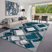 Large Teal Abstract Area Rug 160x230cm Soft Modern Living Room Carpet - Kwikley