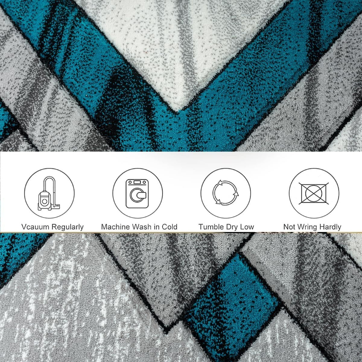 Large Teal Abstract Area Rug 160x230cm Soft Modern Living Room Carpet - Kwikley