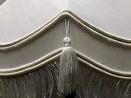 Large Traditional Cream Gold Bell Lampshade Fully Lined Scalloped 22in - Kwikley