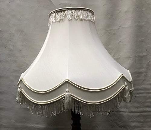 Large Traditional Cream Gold Bell Lampshade Fully Lined Scalloped 22in - Kwikley