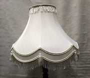Large Traditional Cream Gold Bell Lampshade Fully Lined Scalloped 22in - Kwikley