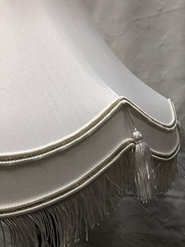 Large Traditional Cream Gold Bell Lampshade Fully Lined Scalloped 22in - Kwikley