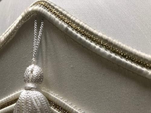 Large Traditional Cream Gold Bell Lampshade Fully Lined Scalloped 22in - Kwikley