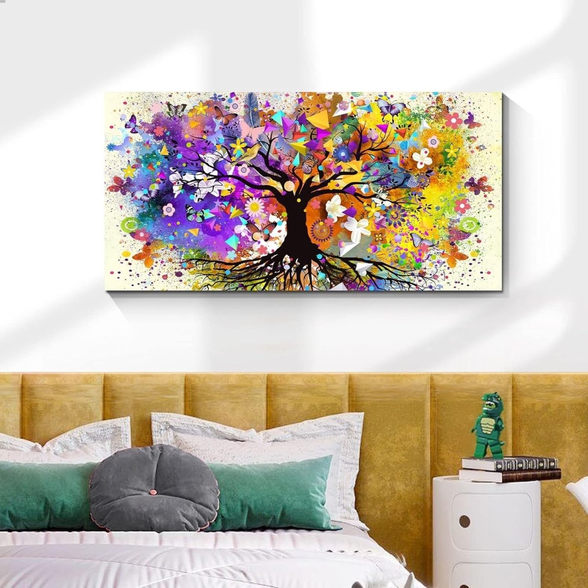 Large Tree of Life Canvas Wall Art 100x50cm Framed Colourful Print - Kwikley