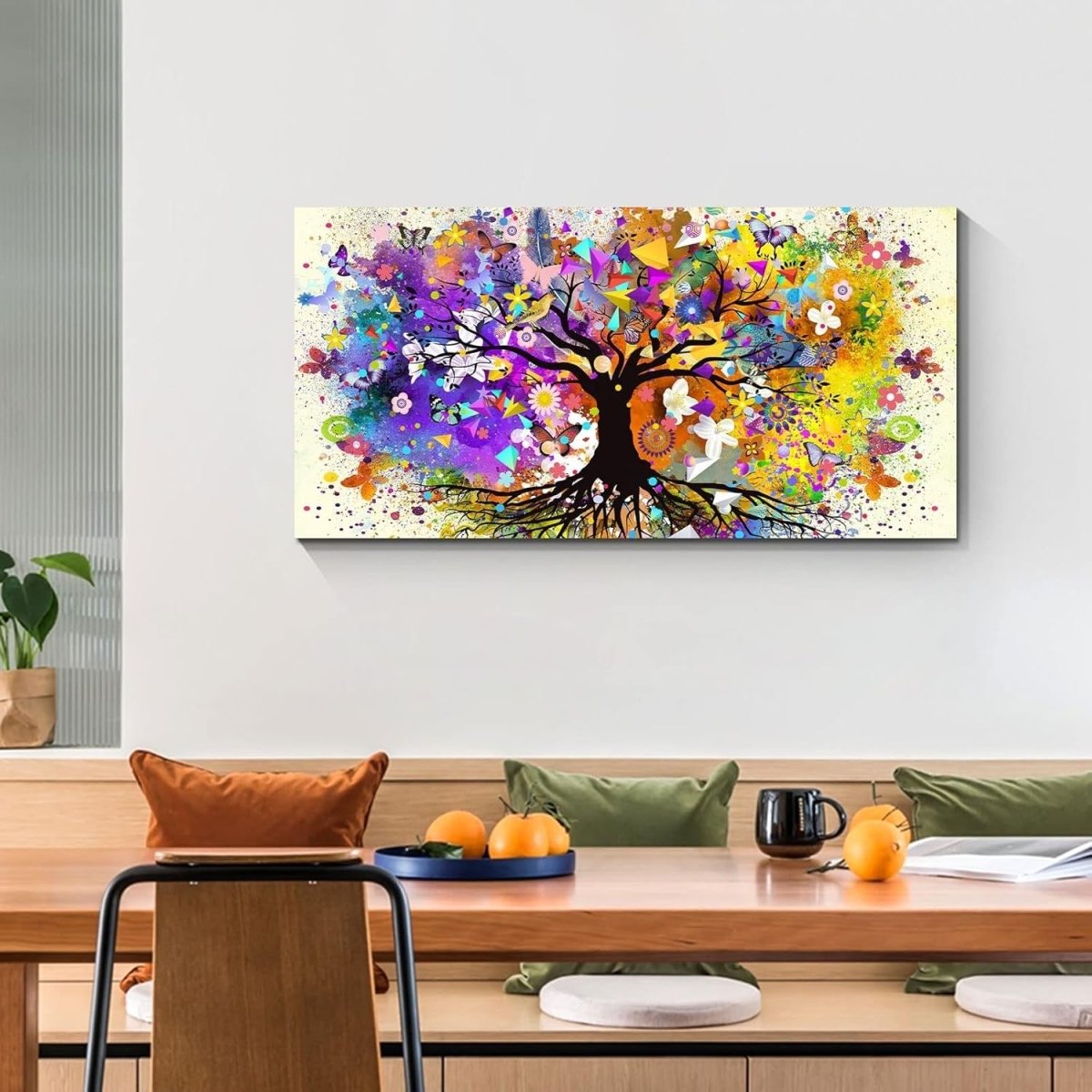Large Tree of Life Canvas Wall Art 100x50cm Framed Colourful Print - Kwikley