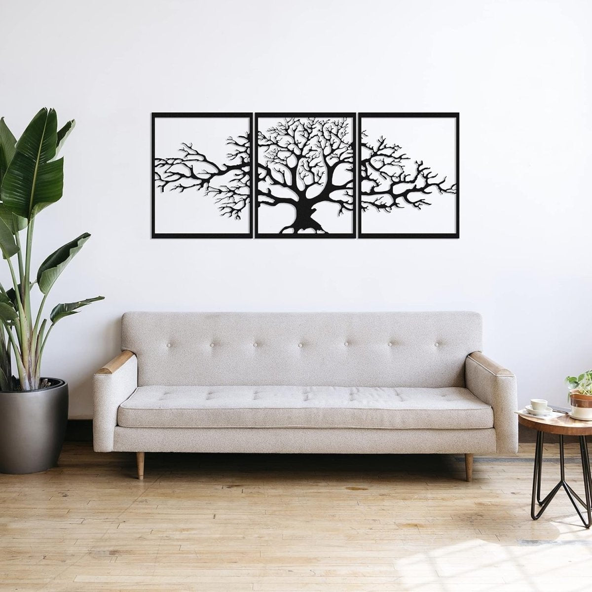 Large Tree of Life Metal Wall Art 3D Black 144x60cm - Kwikley