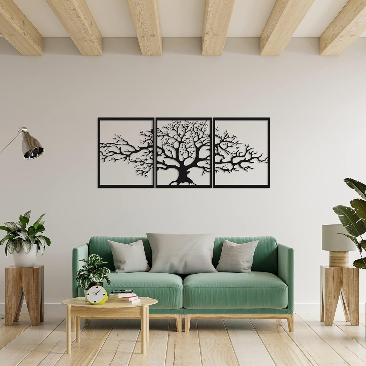 Large Tree of Life Metal Wall Art 3D Black 144x60cm - Kwikley