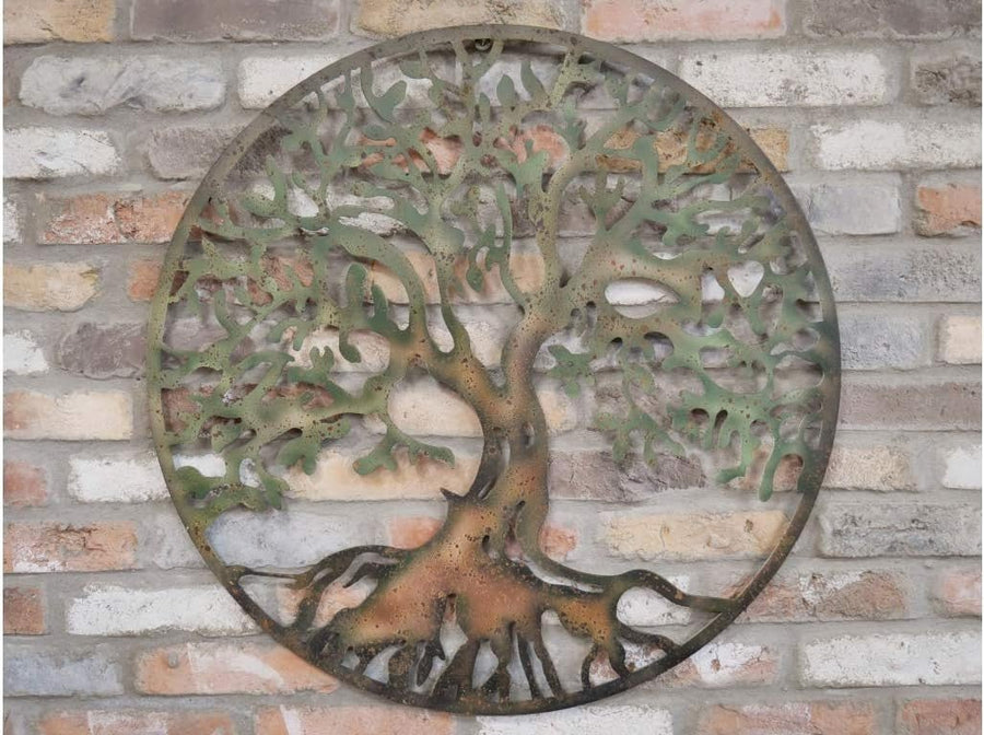 Large Tree of Life Metal Wall Art 80cm Rustic Garden Decor - Kwikley