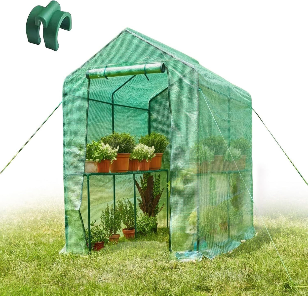Large Walk - In Garden Greenhouse 190x125x190cm PE Cover UV Protection Waterproof - Kwikley