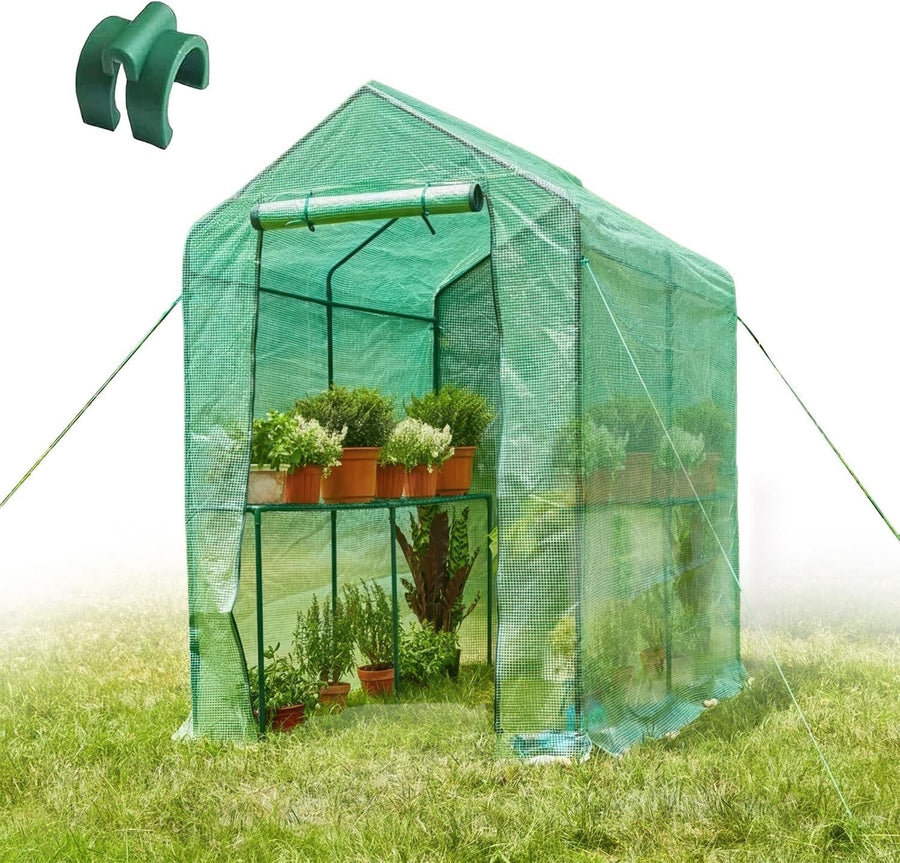 Large Walk - In Garden Greenhouse 190x125x190cm PE Cover UV Protection Waterproof - Kwikley