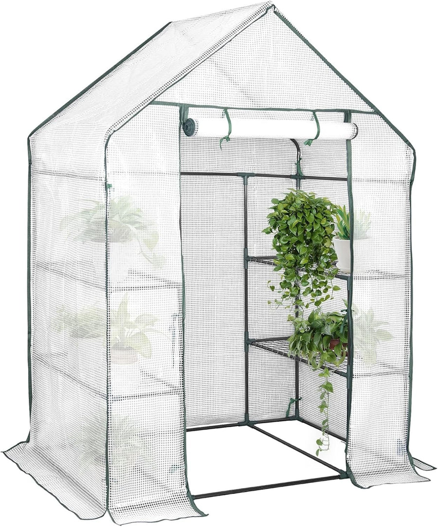 Large Walk - In Garden Greenhouse | Heavy - Duty PE Cover | 6 Shelves | Steel Frame - Kwikley
