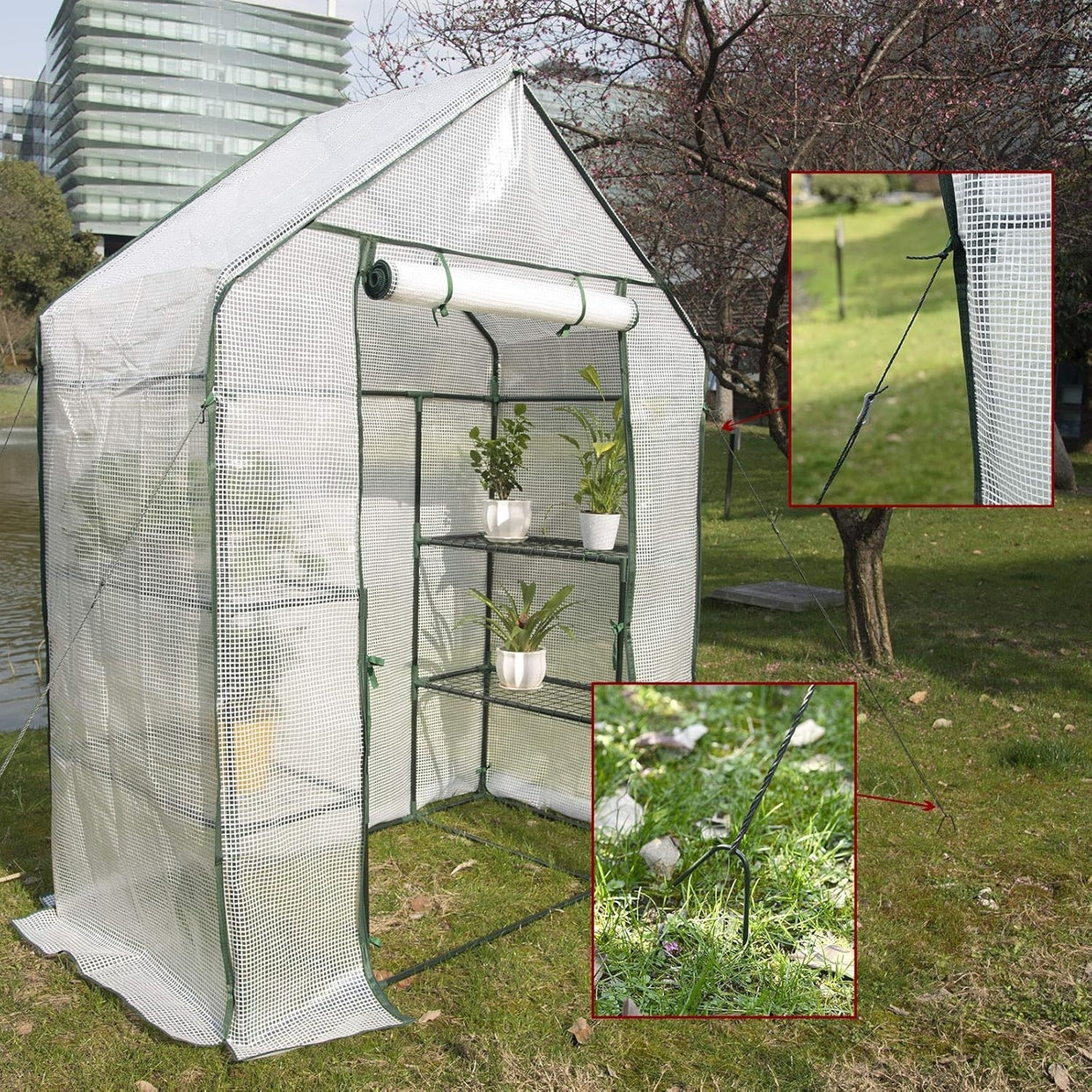 Large Walk - In Garden Greenhouse | Heavy - Duty PE Cover | 6 Shelves | Steel Frame - Kwikley