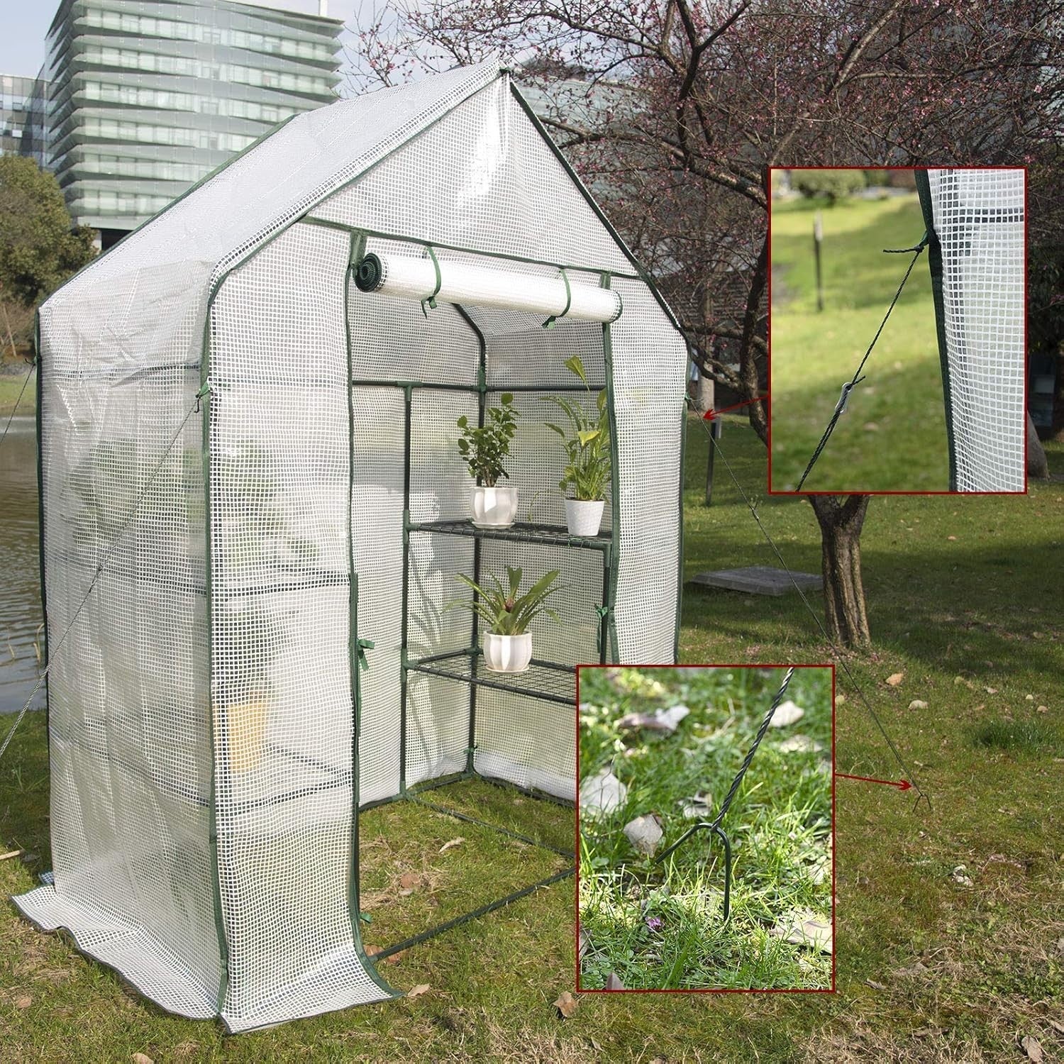 Large Walk - In Garden Greenhouse | Heavy - Duty PE Cover | 6 Shelves | Steel Frame - Kwikley