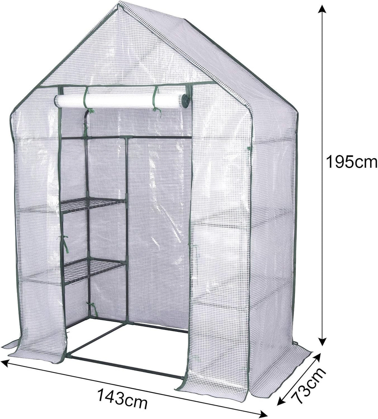 Large Walk - In Garden Greenhouse | Heavy - Duty PE Cover | 6 Shelves | Steel Frame - Kwikley