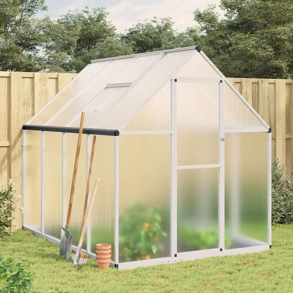 Large Walk - In Greenhouse 224x169x195cm Silver Aluminium Frame UV Polycarbonate - Kwikley