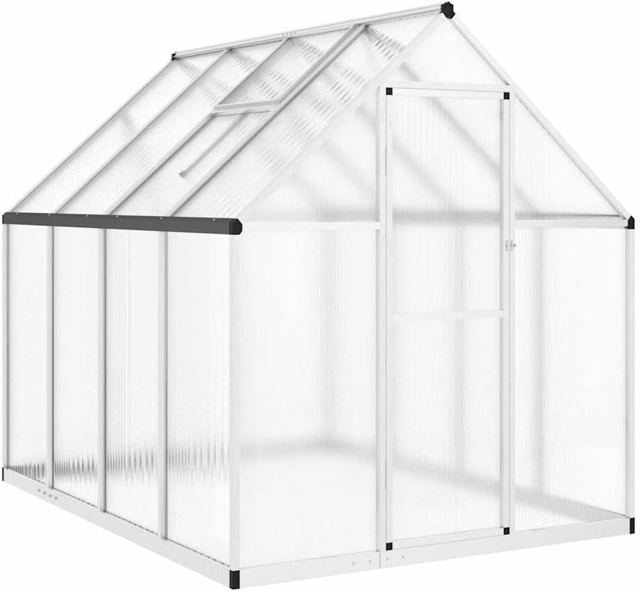 Large Walk - In Greenhouse 224x169x195cm Silver Aluminium Frame UV Polycarbonate - Kwikley