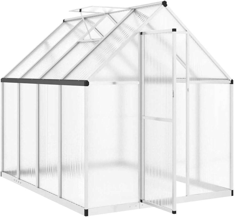Large Walk - In Greenhouse 224x169x195cm Silver Aluminium Frame UV Polycarbonate - Kwikley