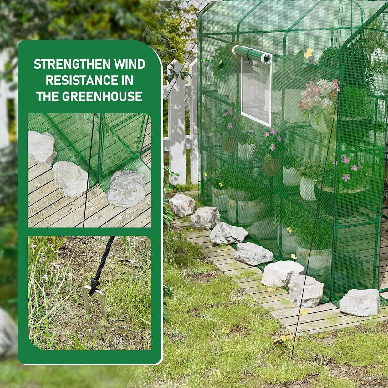 Large Walk - In Greenhouse 3 Tier | Reinforced Steel Frame | Waterproof PE Cover - Kwikley