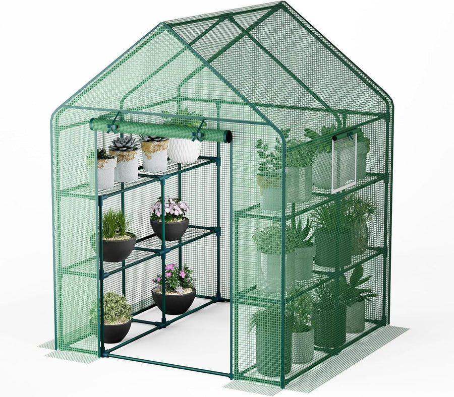 Large Walk - In Greenhouse 3 Tier | Waterproof PE Cover | Reinforced Steel Frame - Kwikley