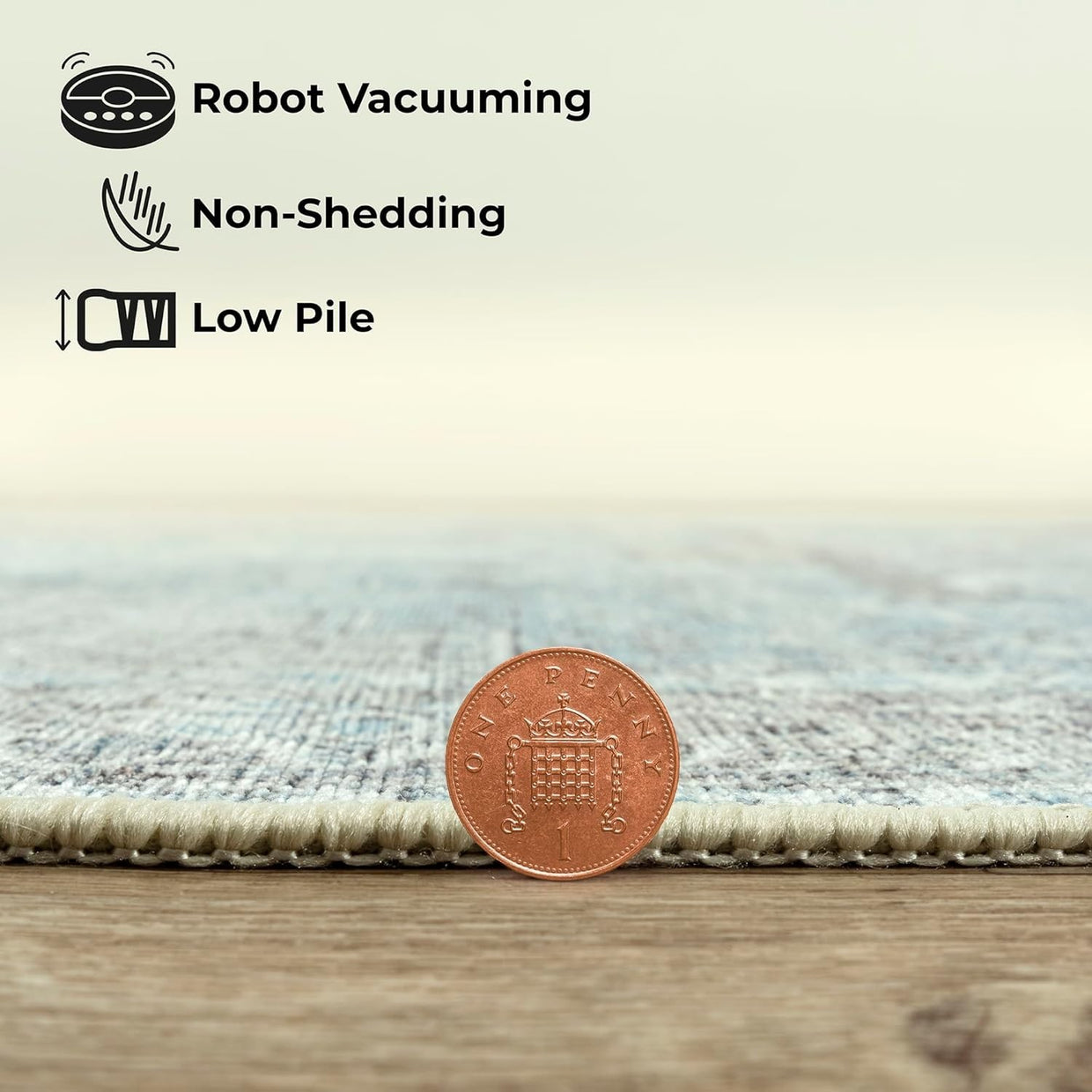 Large Washable Rug 200x290cm Non - Slip Soft Area Carpet Daylight Blue Silver - Kwikley