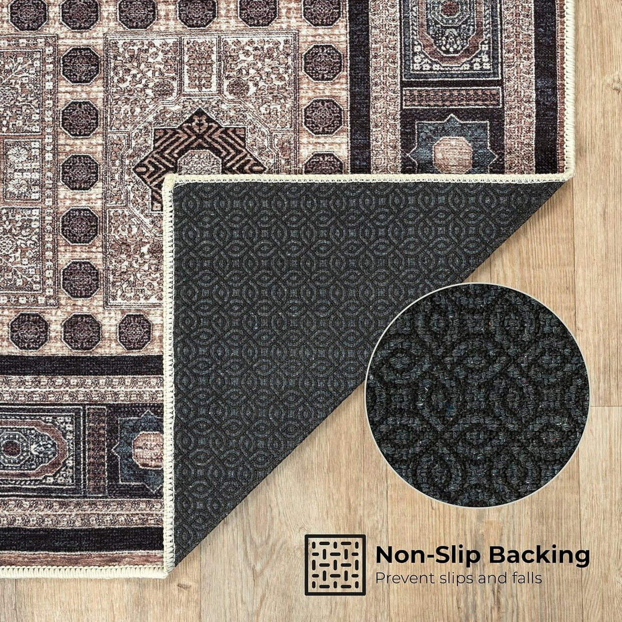 Large Washable Rug 200x290cm Non - Slip Soft Area Carpet Vintage Pattern - Kwikley