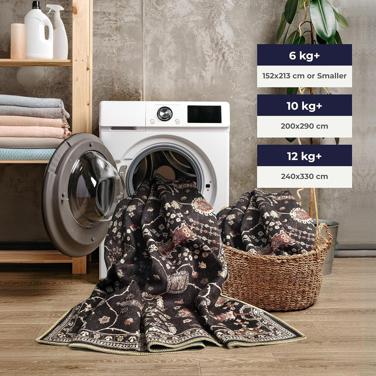 Large Washable Rug 200x290cm Non - Slip Vintage Pattern Area Carpet Living Room - Kwikley