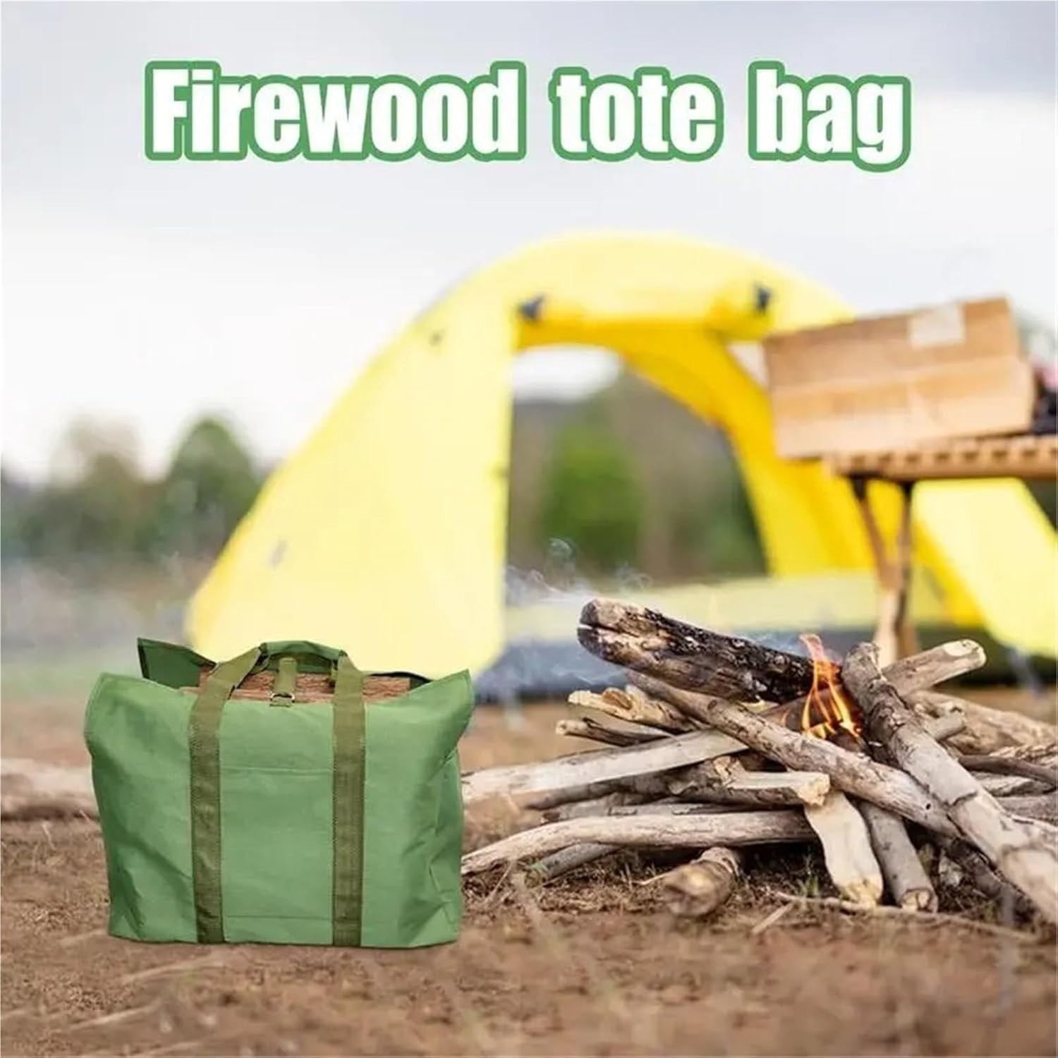 Large Waterproof Firewood Carrier Bag Indoor Outdoor Heavy Duty Log Holder - Kwikley