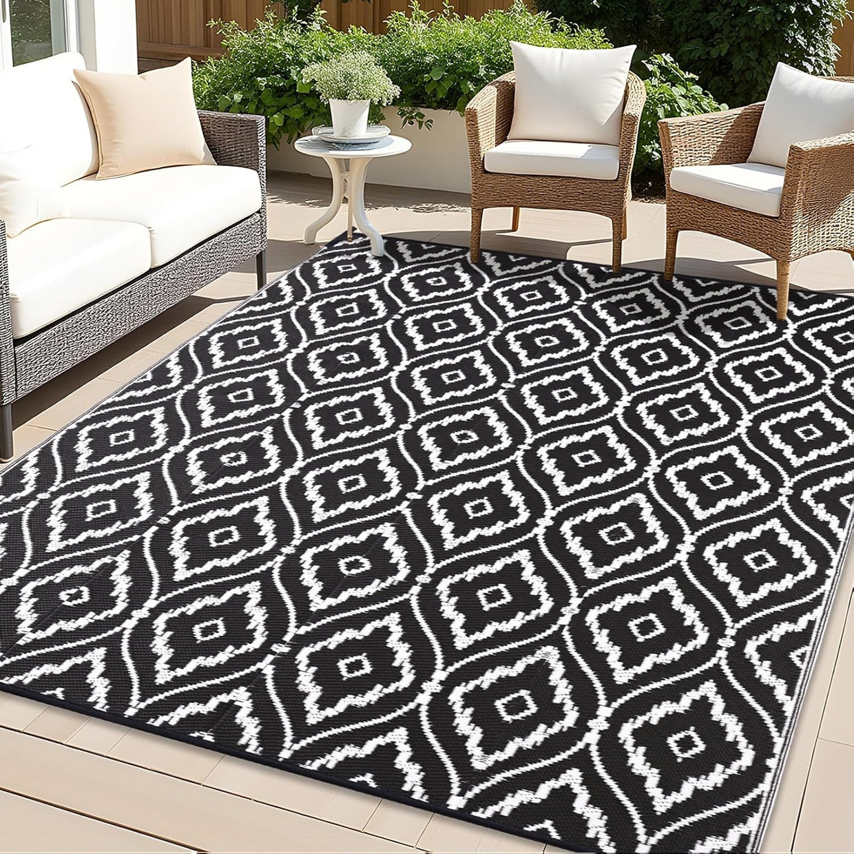 Large Waterproof Outdoor Rug 180x270cm Reversible UV Patio Garden Mat - Kwikley