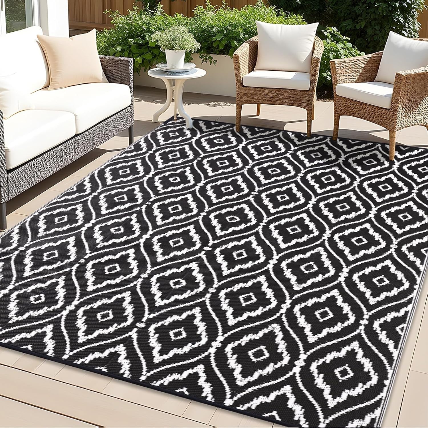 Large Waterproof Outdoor Rug 180x270cm Reversible UV Patio Garden Mat - Kwikley