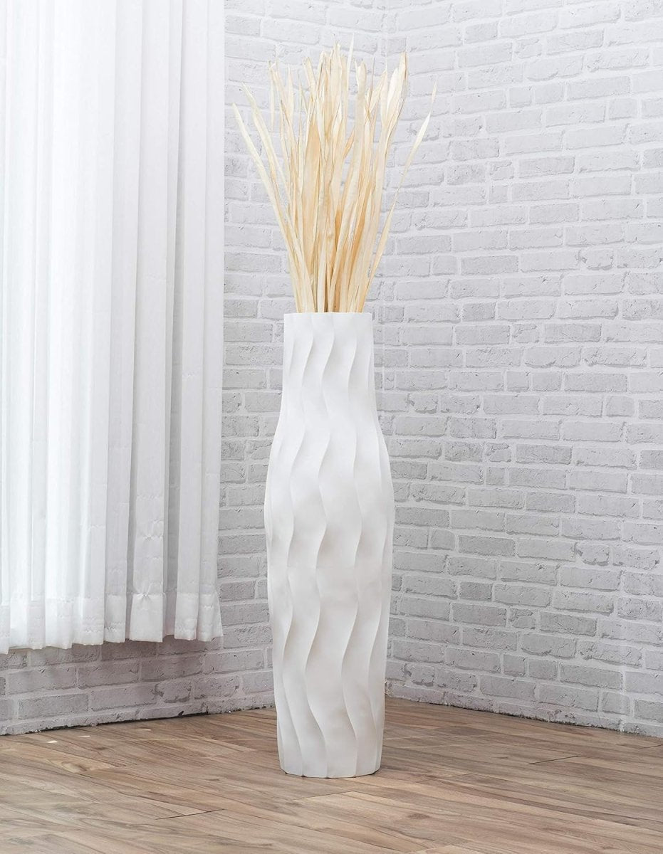 Large White Floor Vase 85cm Tall Farmhouse Decorative Vase for Pampas - Kwikley