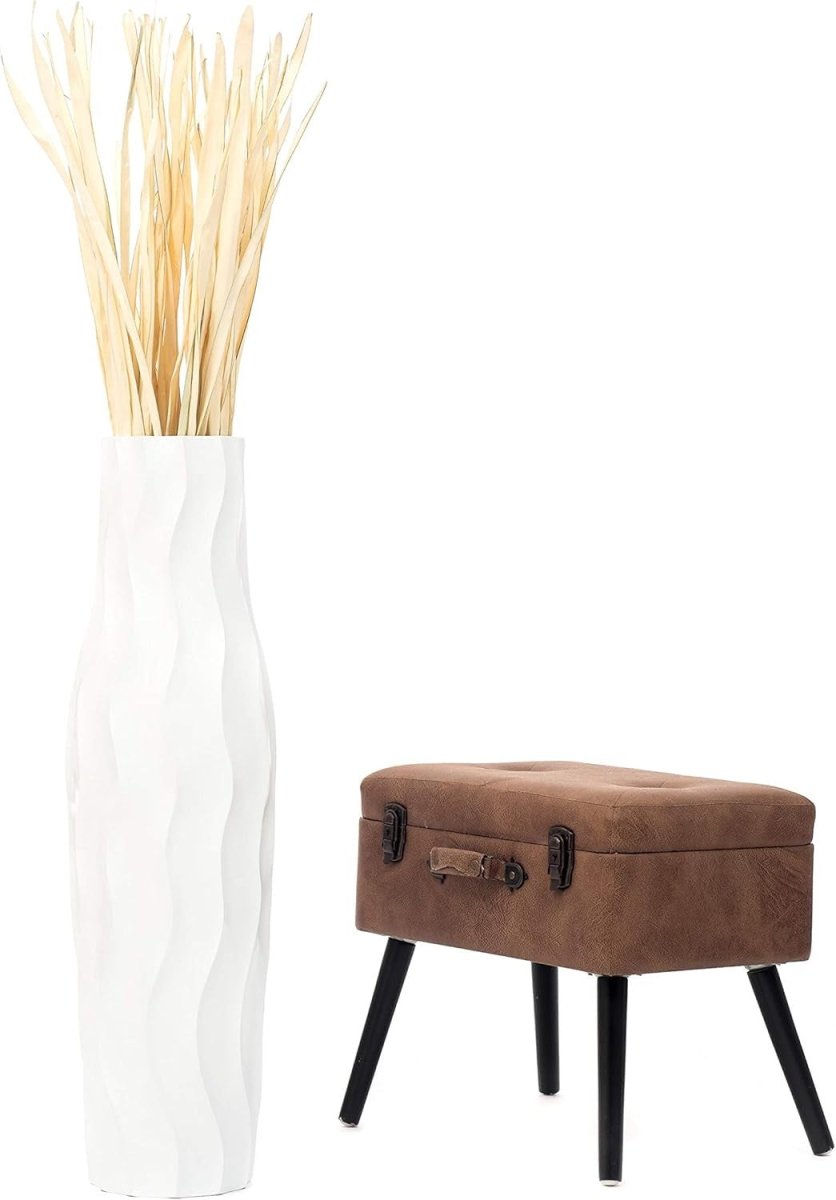Large White Floor Vase 85cm Tall Farmhouse Decorative Vase for Pampas - Kwikley