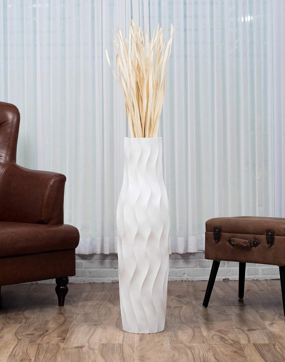 Large White Floor Vase 85cm Tall Farmhouse Decorative Vase for Pampas - Kwikley