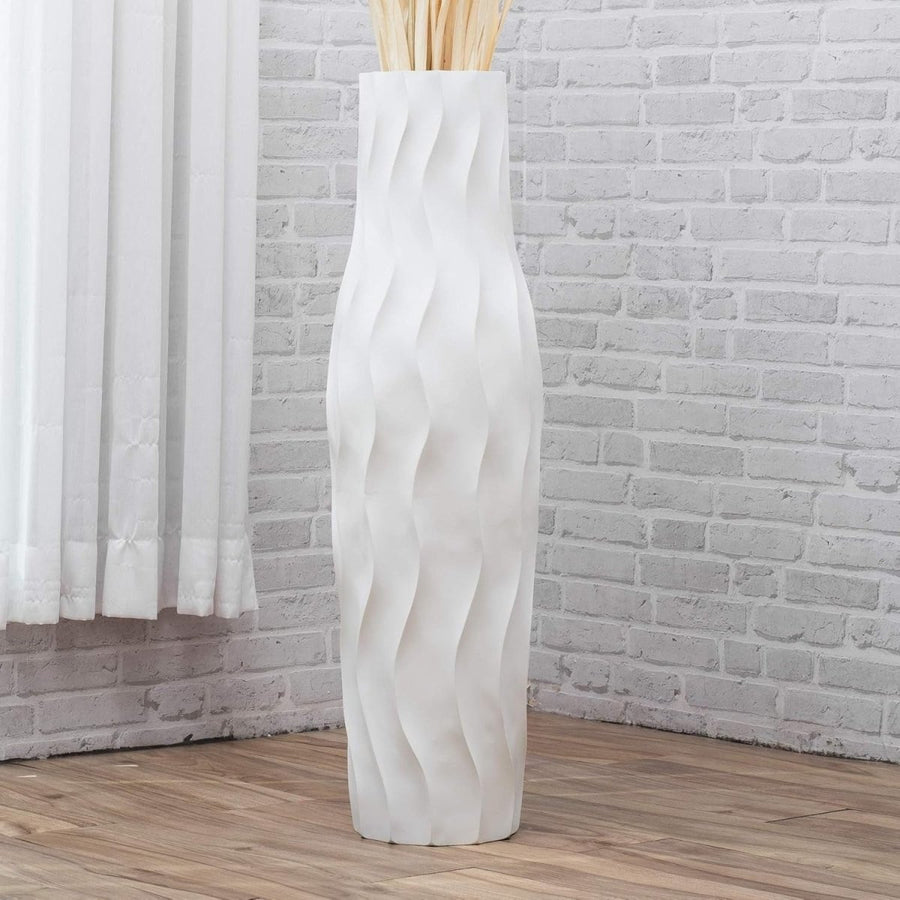 Large White Floor Vase 85cm Tall Farmhouse Decorative Vase for Pampas - Kwikley