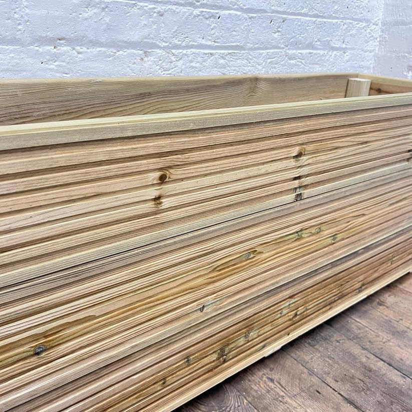 Large Wooden Garden Planter 120cm Raised Herb Trough Outdoor - Kwikley